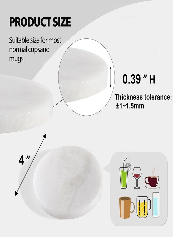 BCS Marble Coasters Set of 6 - Premium White Stone Coasters for Drinks with Holder - Cup Mats for Coffee, Tea, Beer, Wine - Elegant Table Decor for Home, Office, Dining - Image 2